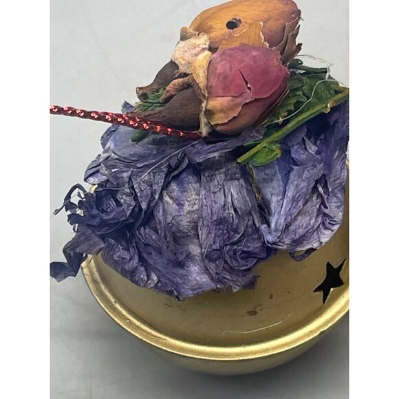 vintage Christmas set of 2 bells ornaments gold floral hand made snowflake READ - Picture 2 of 4